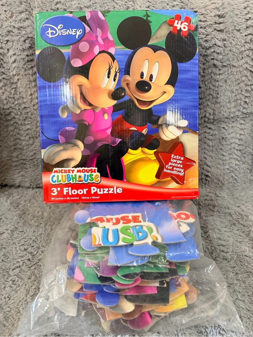 Disney Floor Puzzle Bundle Mickey Mouse Clubhouse with bonus Princess Puzzle